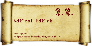 Nánai Márk névjegykártya